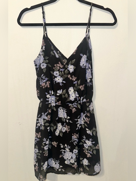 Forever 21 Dresses & Skirts - Forever 21 Black Romper with Purple Floral Print